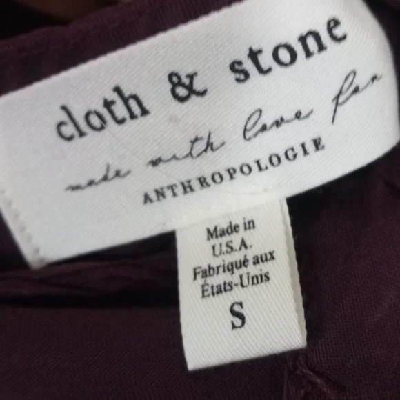 Anthro Cloth & Stone Bell Sleeved Dress Burgundy - Picture 6 of 8